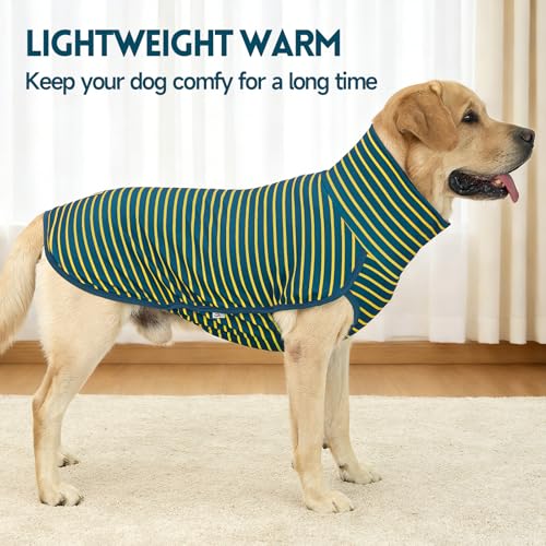 2 Pack Dog Sweater Fleece Vest Dog Sweatshirt Turtleneck Warm Stretchy Pullover Pet Clothes Cold Weather for Medium Large Boy Dogs (XXX-Large(Chest-37.4") / Stripe Blue)