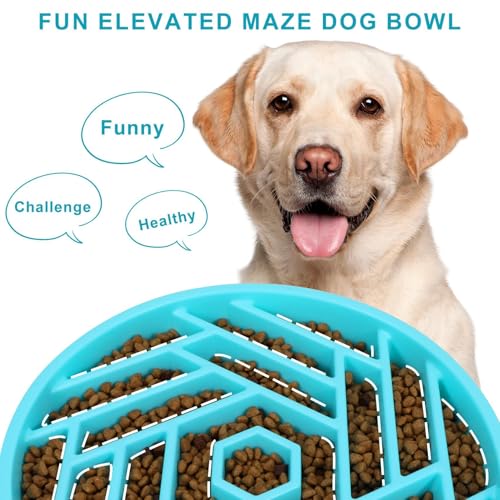 Slow Feeder Dog Bowls Large Medium Breed (Blue)