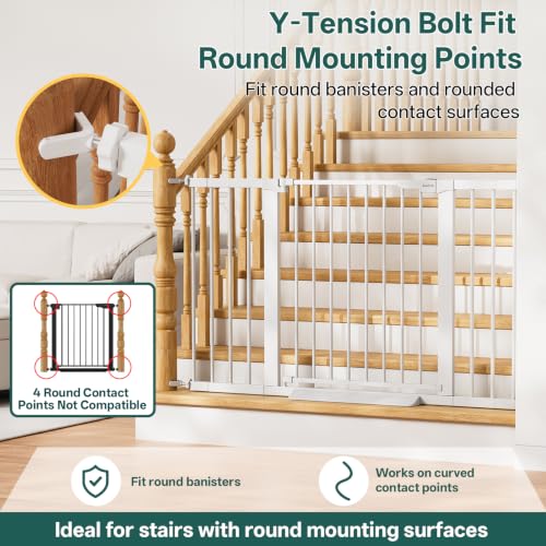 29.6 50.1 in Extra Wide Baby Gate for Stairs and Doorways (White / 29.6-50.1"W x 28"H)