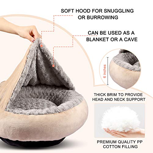 Small Dog & Cat Bed (Small (23"x23"x6") / Beige Brown)