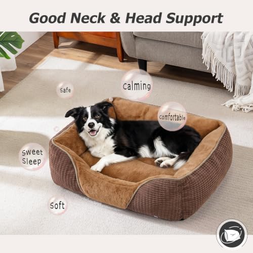 Dog Beds for Large Dogs (Caramel Brown / XL(35’’x 25’’x 9’'))
