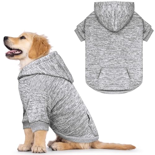 Dog Sweaters for Small Dogs Hoodie Fleece Dog Sweater Soft Clothes Sweatshirt with Pocket Hoodie for Small Dogs Puppy (Small / Grey)