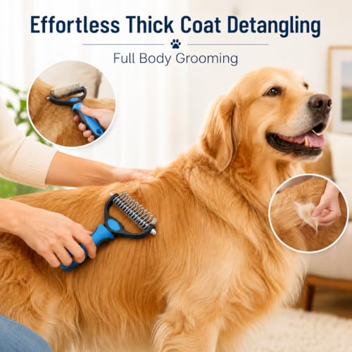 Pet Pro Tool Grooming Dog Deshedding Undercoat Rake Dual