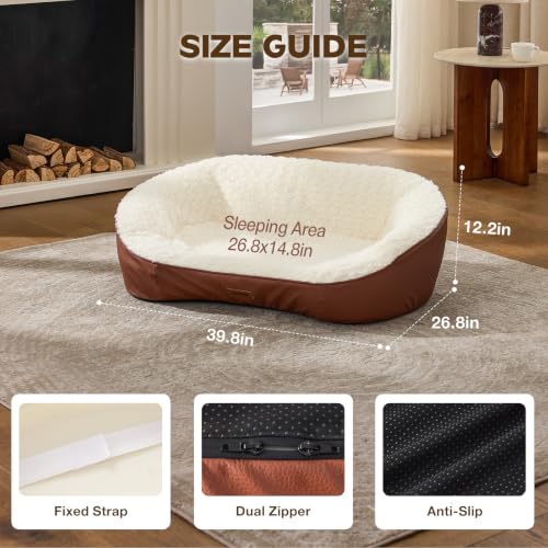 45D Orthopedic Memory Foam Dog Bed Sofa with 2 Washable Cover Brown (Brown+Beige)