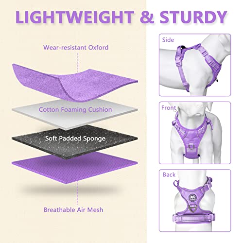 No Pull Dog Harness (L / Light Purple(Matching Trim))