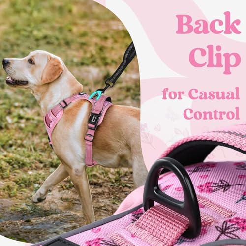 Dog Harness for Large (X-large / Floral Pink)