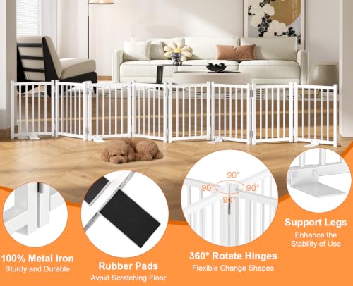 Short Dog Gate Indoor (White / 8 Panel-16''H, Up to 96’’ W)