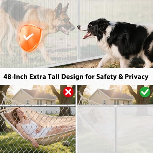 250" Extra Wide Retractable Dog Gate Outdoor Retractable Gate for Driveway (White / (48" Tall x 250" Wide))