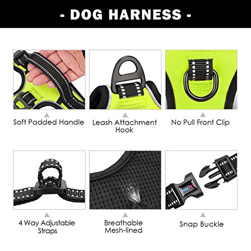 No Pull Dog Harnesses for Small Dogs Reflective Adjustable (Small / Green)