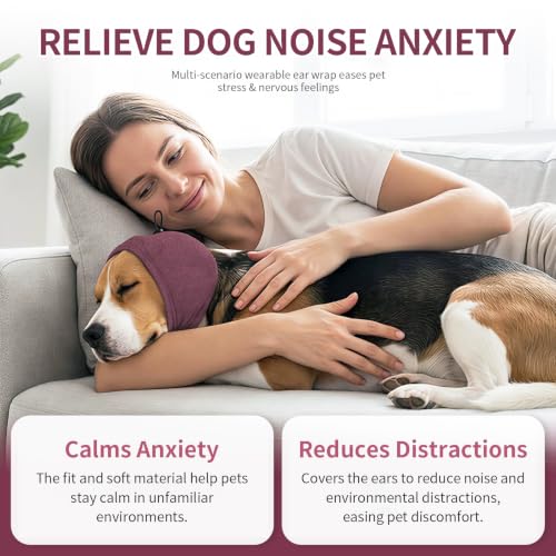 Dog Ear Cover Noise Protection (Large(Head Circle:18"-24") / Plum)