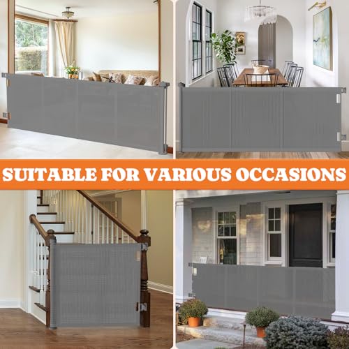 Retractable Baby Gates (Gray / 41" Tall x 71" Wide)