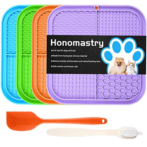 Lick Mat for Dogs (4pack / Blue,Green,Orange,Purple)