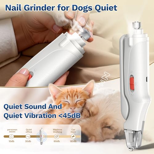 2-in-1 Dog & Cat Nail Clippers and Grinder with Catcher & 2 LED Lights (White)
