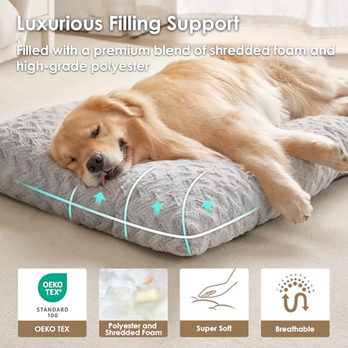 Washable Large Dog Bed for Crate (Grey / 35" x 23"x 3.5")