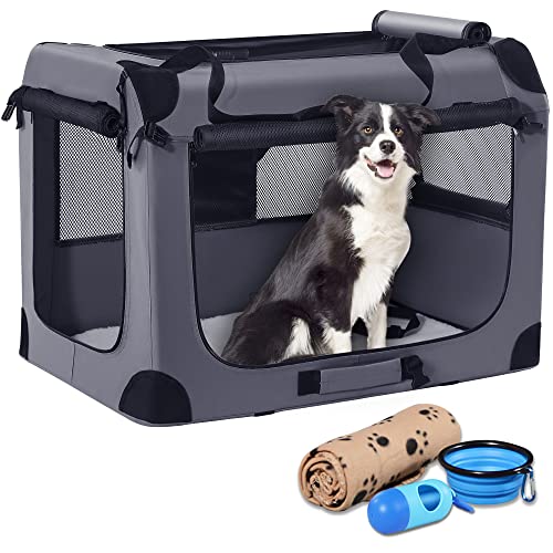 Portable Dog Crates for Medium Dogs (Gray / 32.0"L x 23.0"W x 23.0"H)