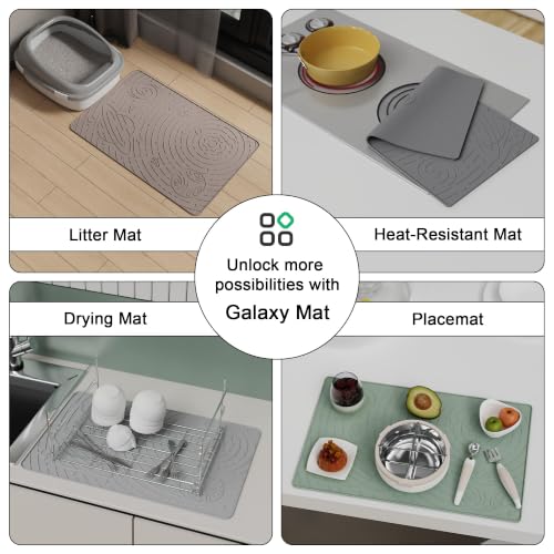 Galaxy Pet Feeding Mat (18.9"L x 11.8"W / Ash Light Grey)