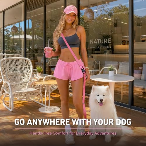 Hands Free Dog Leash (6–9.5 ft / Pink)