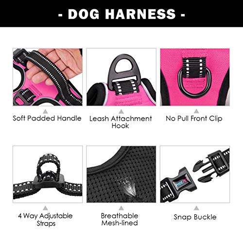 No Pull Dog Harnesses for Small Dogs Reflective Adjustable (Extra Small / Pink)