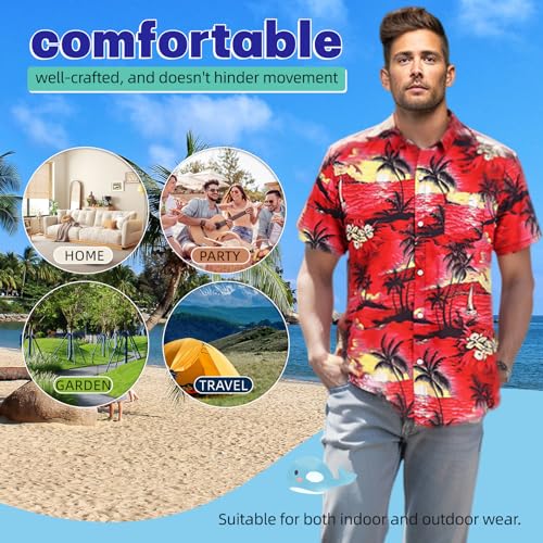 Dog Shirts Hawaii Dog Clothes for Small Medium Large Dogs Owner and Pet Shirts are Sold Separately (2XL-(54.33"Bust)-for Human / Red Only for Human)