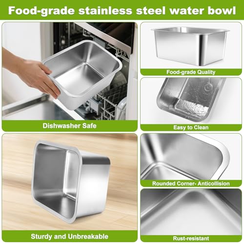 Adjustable Height Elevated Large Dog Water Bowls with Stainless Steel Bowls and Metal Stand (2GLLON)