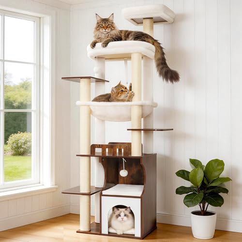 Modern Cat Tree Tower (70.9 inches / Rustic Brown)