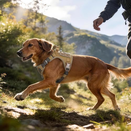 Tactical Dog Harness for Small Dogs (S(Chest:16.1"-31.5",Neck:15.4"-21.6",Back:7.1") / Brown)