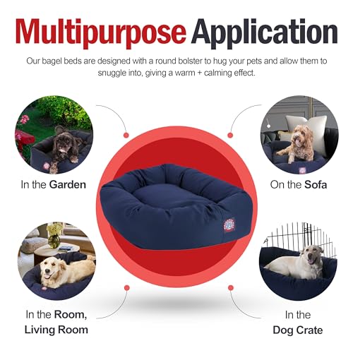 52 Inch Bagel Calming Dog Bed Washable (Blue)
