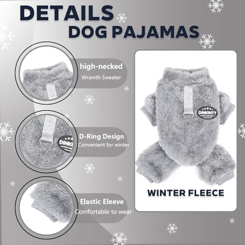 Fleece Dog Sweater Fall Dog Sweater for Small Dogs Thermal Soft Puppy Pajamas Stretchy Jumpsuit Doggie Pet Clothes for Chihuahua Teacup (Grey / XX-Small)