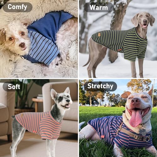 3Pack Dog Sweater with Sleeves Fleece Shirt for Large Dogs (3XL (75-100lbs) / 06# 3Pack(Pink+Blue+Stripe))