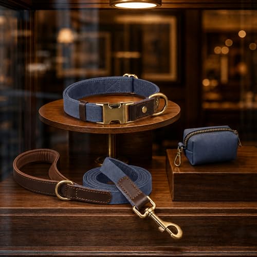 PU Leather Dog Leash for Small Dogs (Blue / 5/8"x 5FT)
