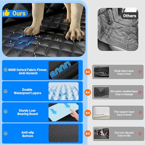 Dog Car Seat Cover for Back Seat (Black / L - For Cars/SUV/ Sedans/MPV)
