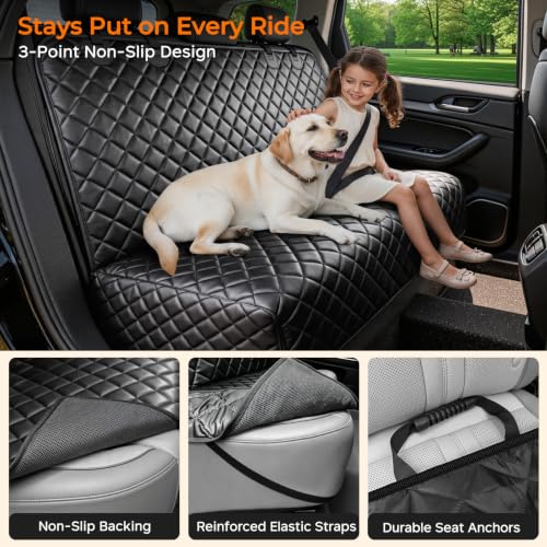 Dog Car Seat Cover for Back Seat (Matte Black / Large (54" W x 51" L))