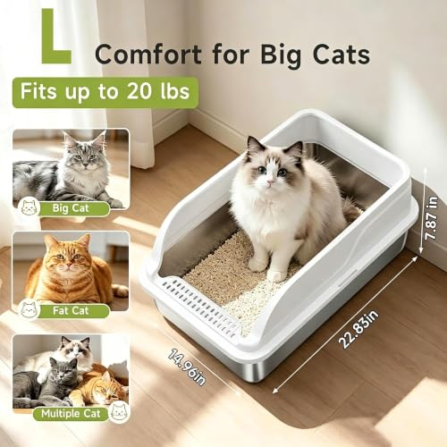 Stainless Steel Cat Litter Box (Grey L)