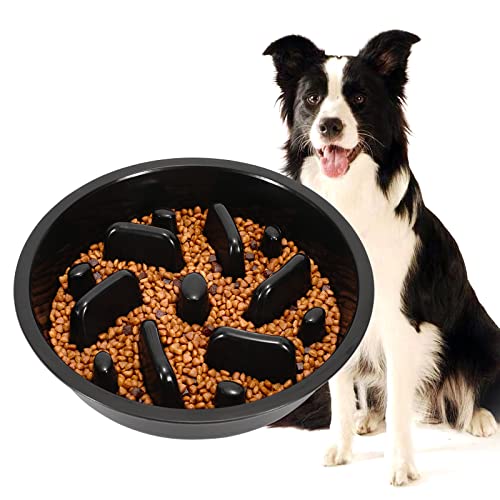 Large Dog Feeder Slow Eating Pet Bowl for Raised Pet Feeders Preventing Choking Food Water Bowl Elevated Diners Replacement Bowl (4 Cups-Fit Opening 8.9"-9.25"Feeder / C-Black)