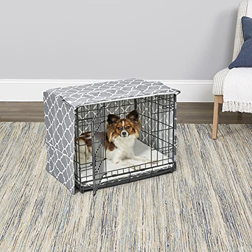 MidWest Homes for Pets Small Dog Crate Cover Featuring Teflon Fabric Protector (Designer Gray / 24 Inch)
