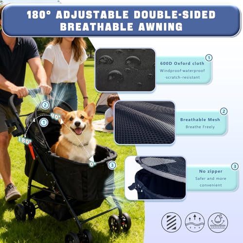 4 Wheels Pet Stroller 4 in 1 Pet Stroller with Detachable Carrier for Small & Medium Dogs Cats up to 55 lbs Easy (Green)
