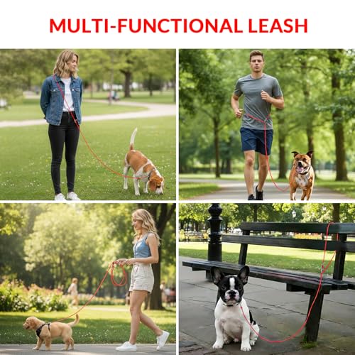 8.2ft Hands Free Dog Leash (Red)