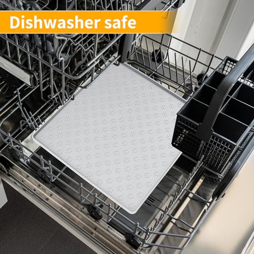 2 Pack Dog Food Mat Anti (11.8"L x 11.8"W - 2 Pack / Light Gray)