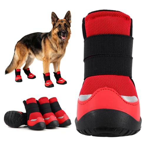 Dog Boots Rugged Anti (RED / #10 (Width 3.0 inch) for 74-88 lbs)