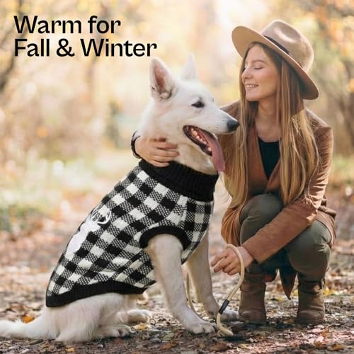 Dog Sweaters Cable Knit Dog Outfit (XS / Checkered Black-n-White)