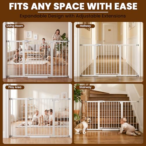 29.7 54.2" Baby Gate for Stairs (White / 29.7-54.2"W x 30"H)