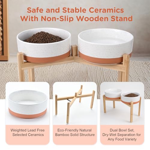 Elevated Dog Bowls Ceramic (8.3 in - 7.6 cups / Pattern White)