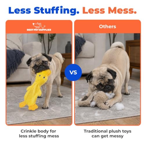 Interactive Squeaky Dog Toy (Crinkle Duck (Yellow) / Large)
