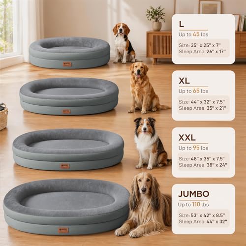Waterproof Orthopedic Dog Bed for Medium Dogs (Grey / 35"L x 25"W x 7"Th)