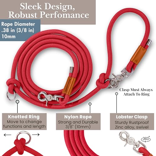 Hands Free Dog Leash (Red / 8.2 ft x 3/8 in)