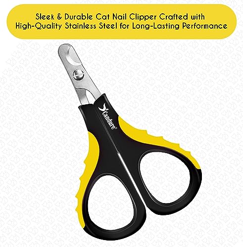 Cat Nail Clipper Stainless Steel Cat Claw Trimmers for Rabbits (Bright Yellow / Small pets)