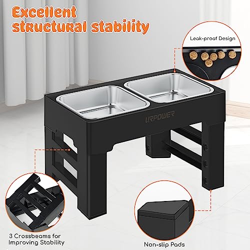 Raised Dog Bowls 4 Height Adjustable Elevated Bowl Stand (Carbon Black)
