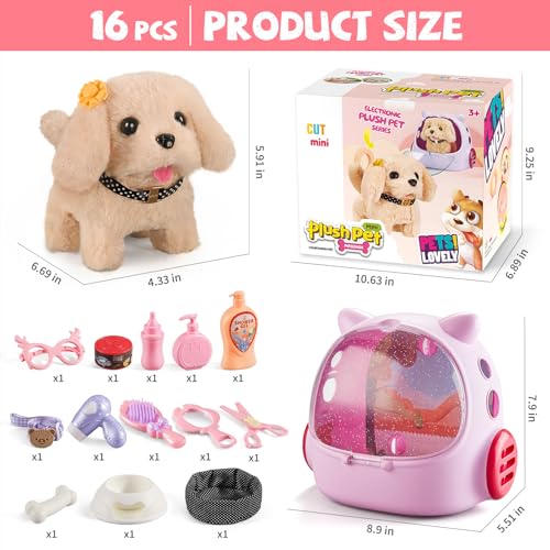 16 Pcs Robot Dog Toys for Girls (Pink)