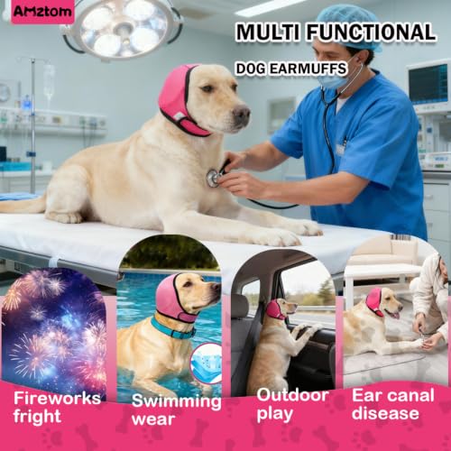 Dog Ear Covers for Grooming (Pink / M(Head Circle:15-19))