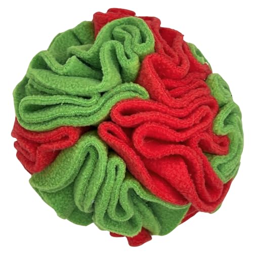 Small Breed Snuffle Ball Foraging Dog Toy Christmas Green (Red and Green / Small)